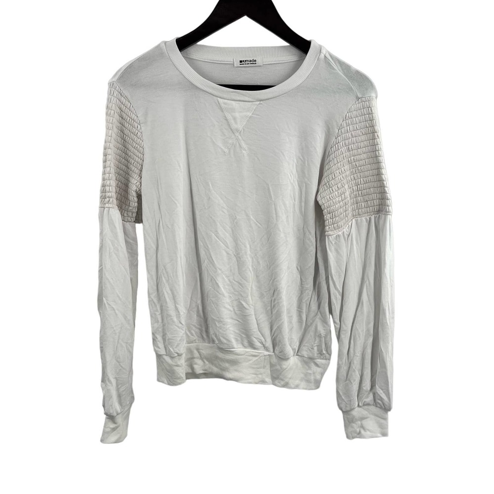 LAMade White Crewneck Long Sleeve Top Large New